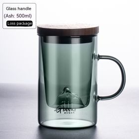 Tea Water Separation High Borosilicate Glasses (Option: Green Gray glass Handle-500ML)