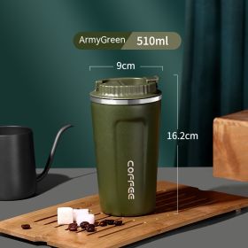 On-the-Go Simple Stainless Steel Portable and Convenient Cup (Option: Army Green 510ML)