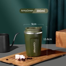 On-the-Go Simple Stainless Steel Portable and Convenient Cup (Option: Army Green 380ML)