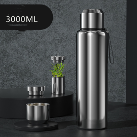 On-the-Go Elegance: Stainless Steel Insulated Travel Tumbler with Large Capacity (Option: Stainless Steel 101 oz - 3000ML)