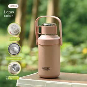 Steep Sip and Savor: Stainless Steel Large Capacity Insulation Tumbler with Steeping Basket (Option: Pink 34 oz)