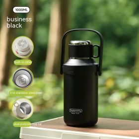 Steep Sip and Savor: Stainless Steel Large Capacity Insulation Tumbler with Steeping Basket (Option: Black 34 oz)