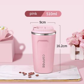 On-the-Go Simple Stainless Steel Portable and Convenient Cup (Option: Pink 510ML)