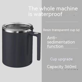 On the Go Portable Smart Magnetic Automatic Mixing Coffee Cup (Option: Black-360ml)