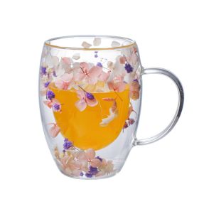 Elegance in Bloom Double Layer Glass Cup with Real Flowers (Option: Purple White and Pink Flowers (G))