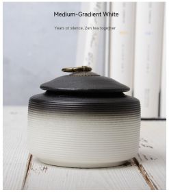 Retro Stoneware Sealed Cans Brushed Glaze-Free Tea Storage Pot (Option: Medium Gradually White)