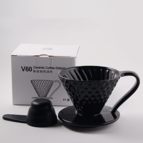 Brewing Ceramic Coffee Cone Filter Pour-Over Brew (Color - Print: Black)