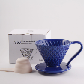 Brewing Ceramic Coffee Cone Filter Pour-Over Brew (Color - Print: Blue)