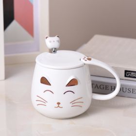 Whisker Whimsy Cat Shape Ceramic Mug (Option: White-440ML)