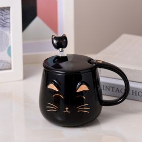 Whisker Whimsy Cat Shape Ceramic Mug (Option: Black-440ML)