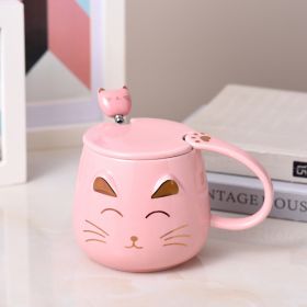 Whisker Whimsy Cat Shape Ceramic Mug (Option: Pink-440ML)