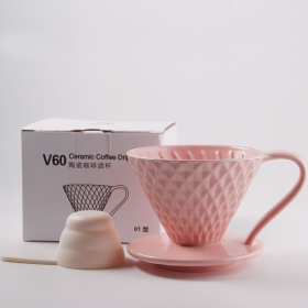 Brewing Ceramic Coffee Cone Filter Pour-Over Brew (Color - Print: Pink)