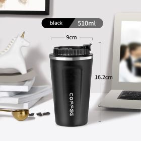 On-the-Go Simple Stainless Steel Portable and Convenient Cup (Option: Black 510ML)