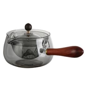 Glass Tea Pot with rotating Strainer (Color - Print: grey)