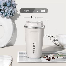 On-the-Go Simple Stainless Steel Portable and Convenient Cup (Option: White 510ML)