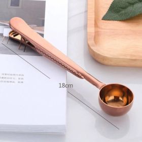 Two-in-one Stainless Steel Coffee Spoon Sealing Clip (Color: Rose Gold)