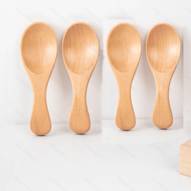 Elegance in Miniature Set of 4 Mini Wooden Short Handle Spoons (Color: Wood)