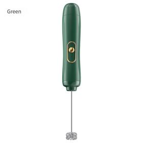 Handheld Electric Frother Foamer Tool (Color: Green)