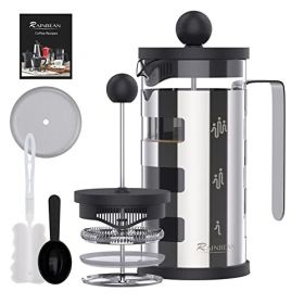 Glass French Press with Stainless Steel Body (Size: 350 ml)