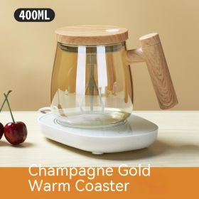 Effortless Self-Stirring Glass Coffee Mug Electric High-Speed Automatic (Option: Champagne Cup Warming Holder-400ml)